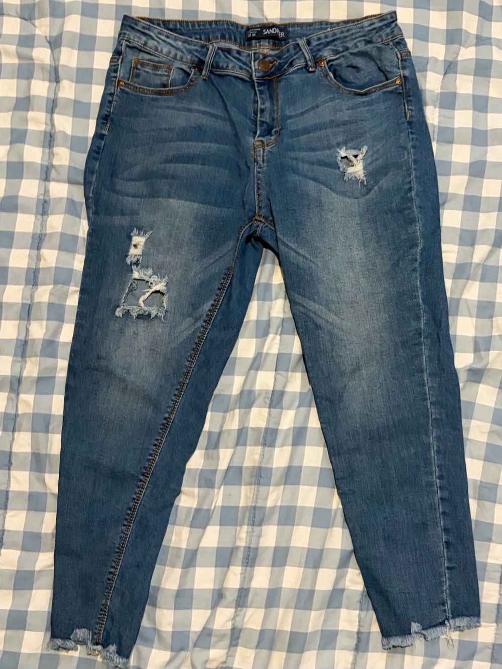 sandpiper women's distressed jeans dark wash size 16